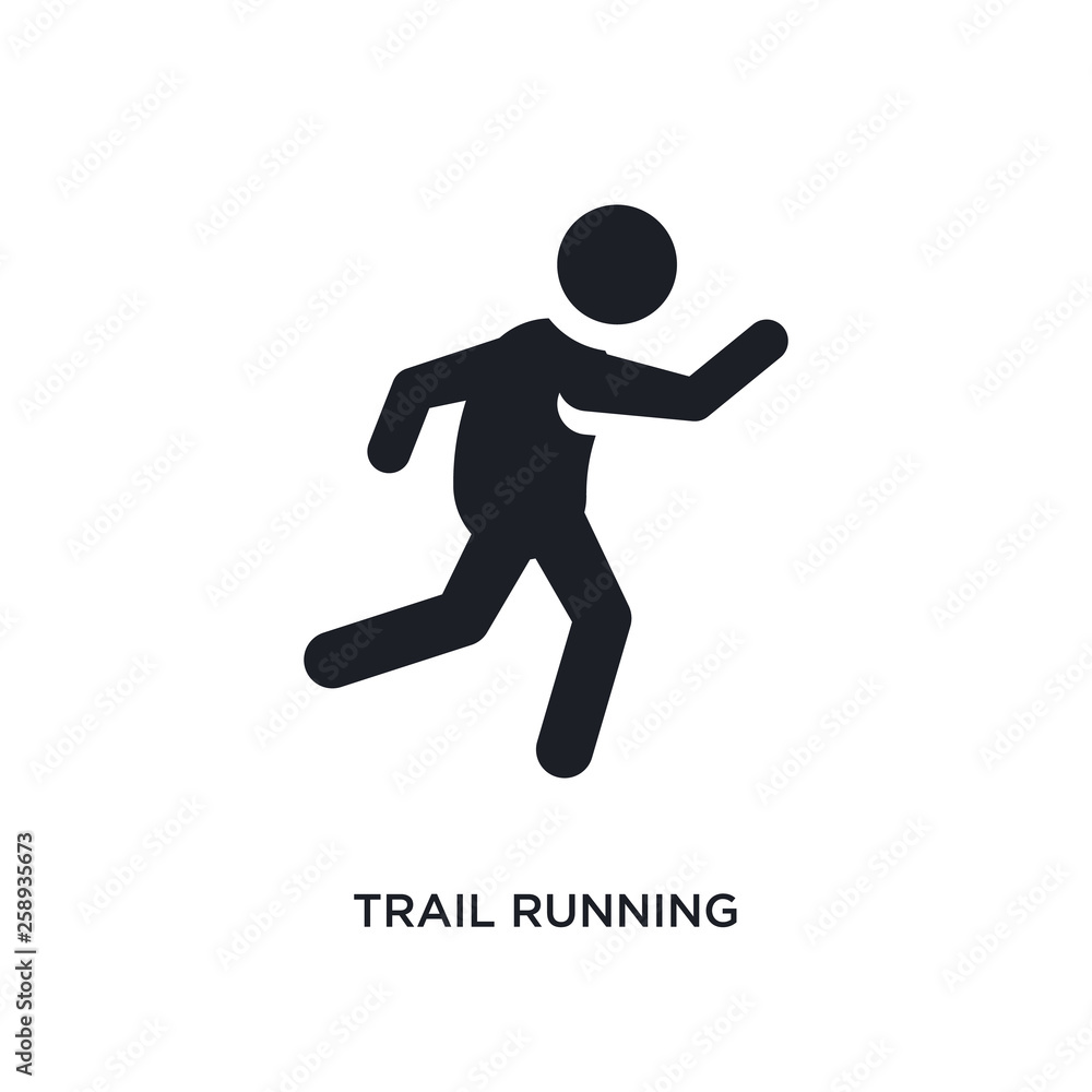 black trail running isolated vector icon. simple element illustration from sport concept vector icons. trail running editable logo symbol design on white background. can be use for web and mobile