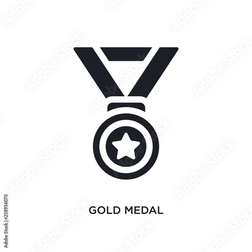 black gold medal isolated vector icon. simple element illustration from startup stategy and concept vector icons. gold medal editable logo symbol design on white background. can be use for web and