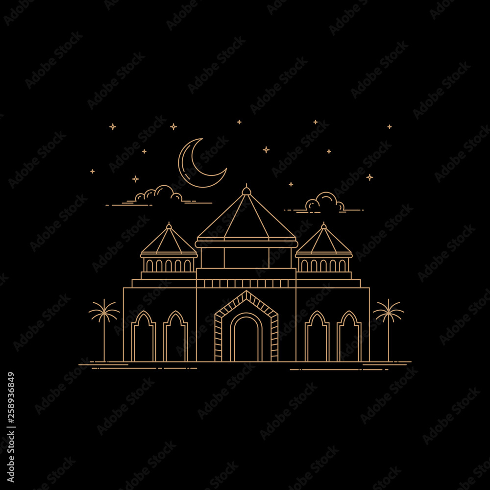 Fototapeta premium mosque line art style design