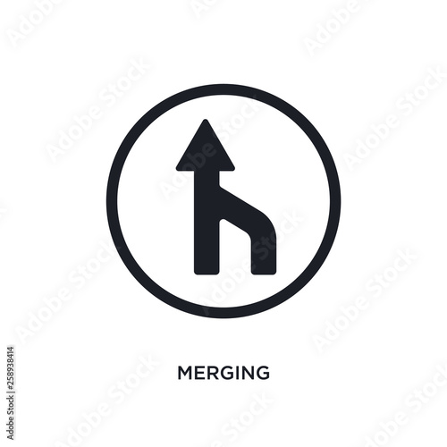 black merging isolated vector icon. simple element illustration from traffic signs concept vector icons. merging editable logo symbol design on white background. can be use for web and mobile
