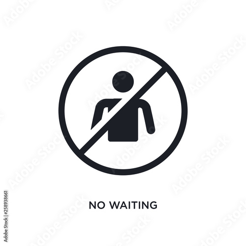 black no waiting isolated vector icon. simple element illustration from traffic signs concept vector icons. no waiting editable logo symbol design on white background. can be use for web and mobile