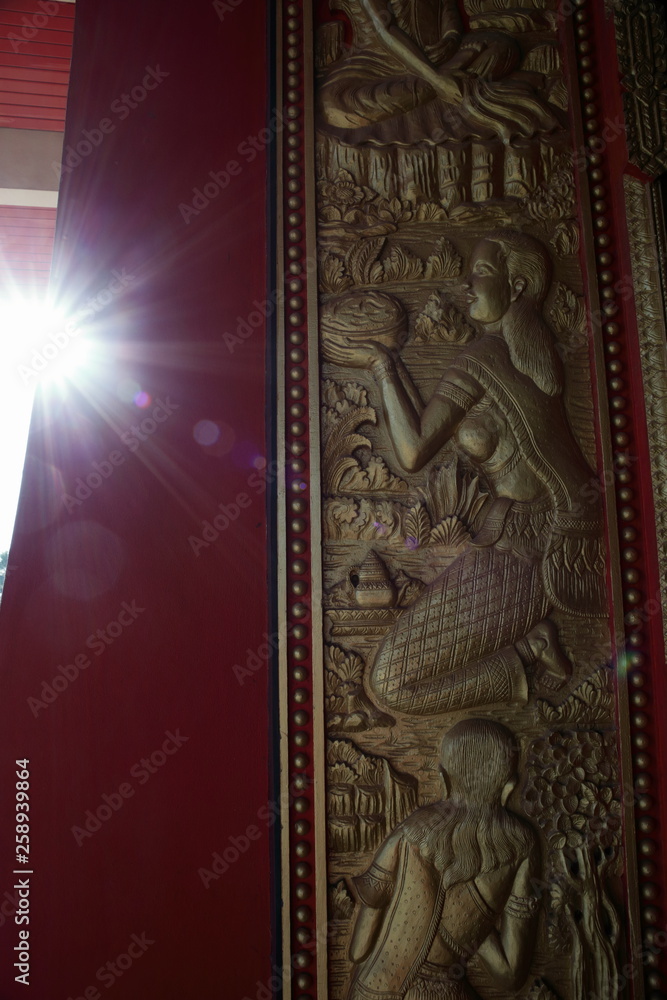 Fototapeta premium Vientiane Laos -, 1 Apr. 2019; Pha That Luang (Gold Stupa) or “Great Stupa” was built in 1566 after King Setthathirath had made Vientiane the new capital of the Lan Xang Kingdom.