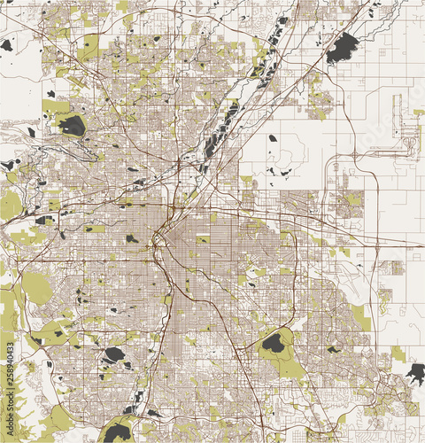 map of the city of Denver, Colorado, USA photo