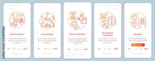 Pediatric home assistance onboarding mobile app page screen vector template