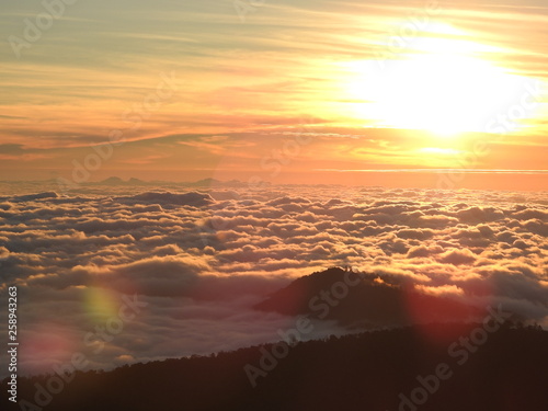 sunset on clouds
