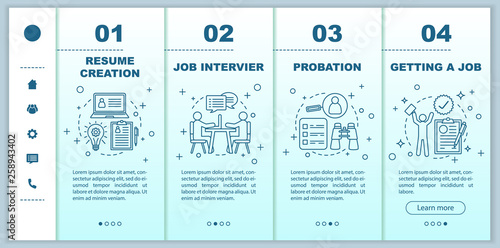 Job searching onboarding mobile app page screen vector template