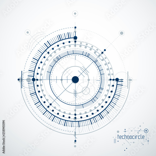 Mechanical engineering technology vector abstract background, cybernetic abstraction with innovative industrial schemes.