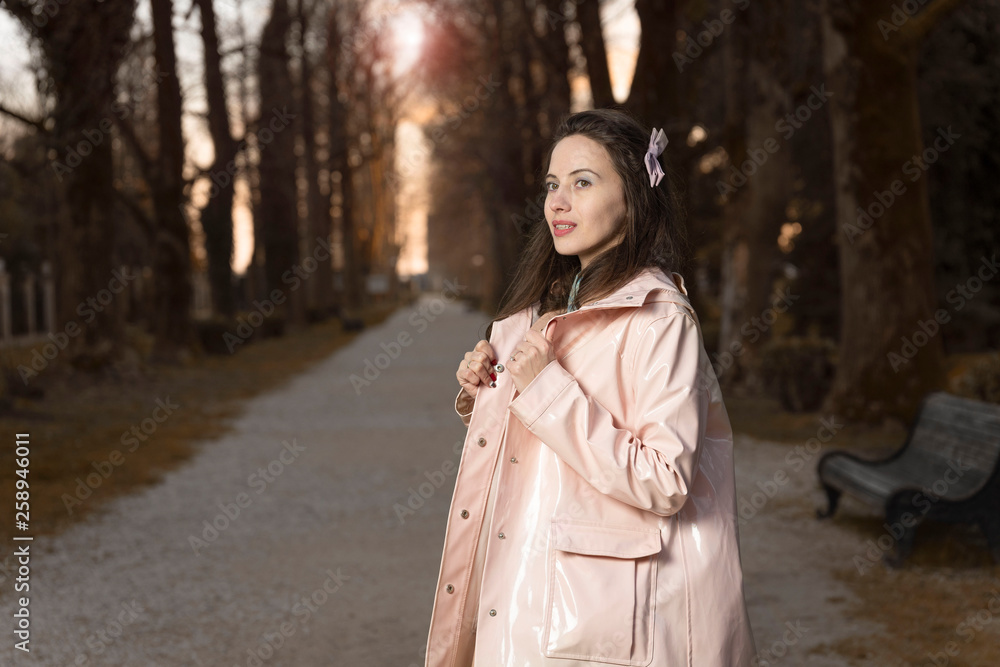 Portrait of a girl at sunset in the park Portrait of a girl at sunset in the park