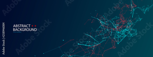 Abstract polygonal vector science background with connecting dots and lines.