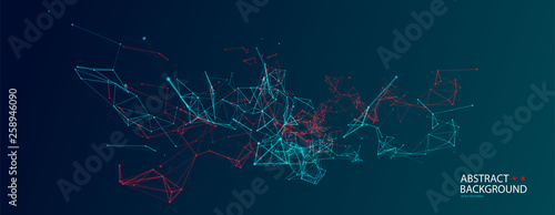Abstract polygonal vector science background with connecting dots and lines.