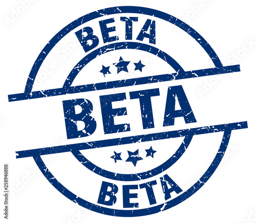 beta blue round grunge stamp