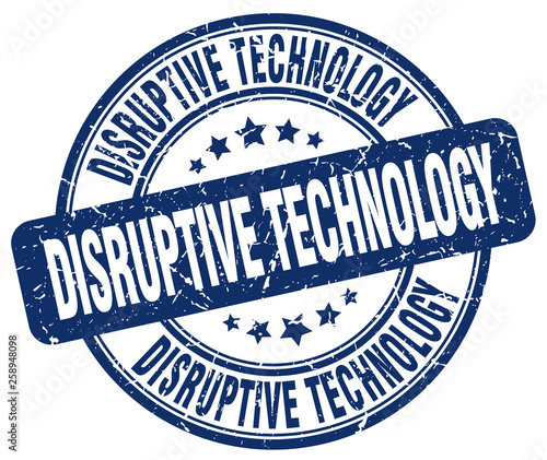 disruptive technology blue grunge stamp