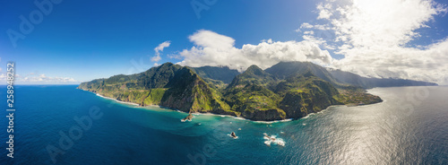 Beautiful mountain landscape of Madeira island, Portugal. Aerial panorama view.