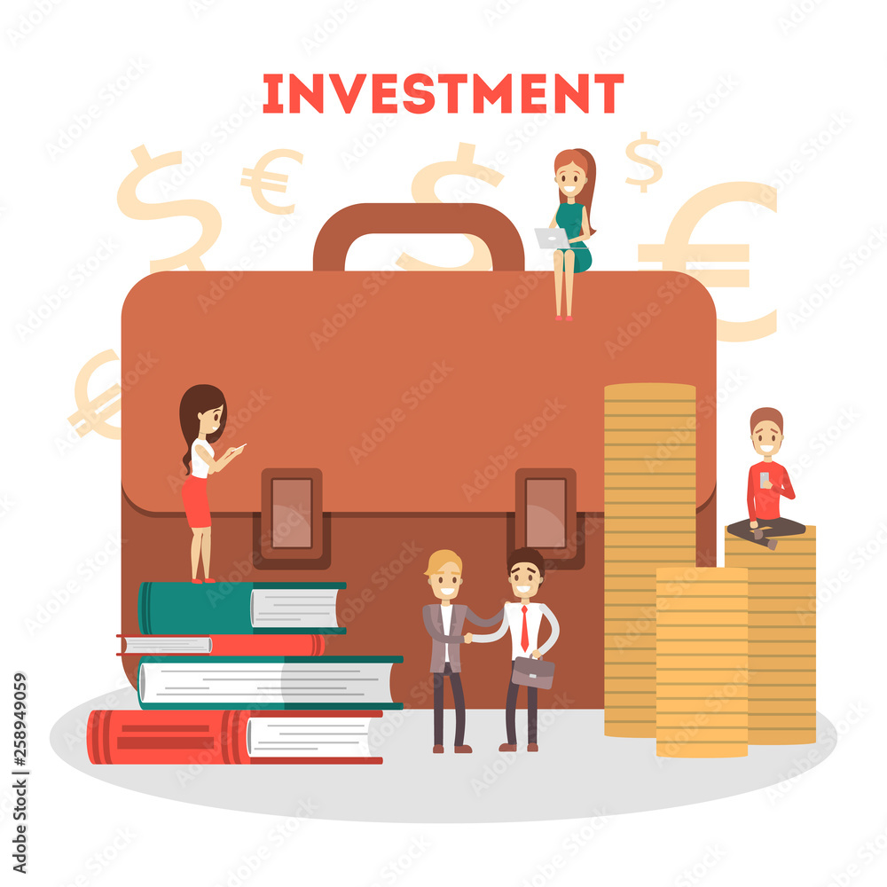 Money investment concept. People invest cash in business Money investment concept. People invest cash in business