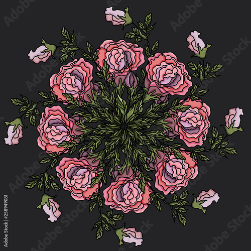 Colorful pattern.Ornament. Mandala flower. Round pattern. Flowers. Mandala. T-shirt print.Vector illustration.