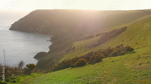 Lantic Bay & Beach Sunset, Cornwall, England photo