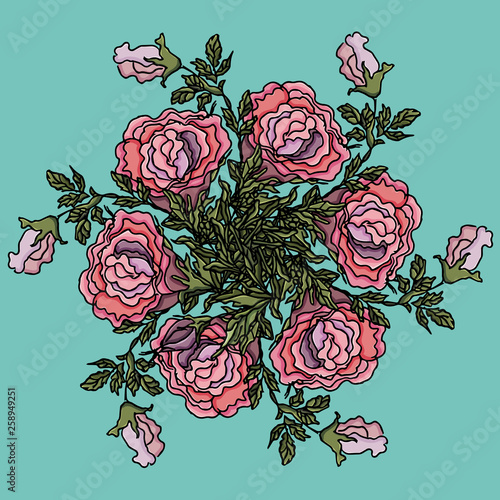 Colorful pattern.Ornament. Mandala flower. Round pattern. Flowers. Mandala. T-shirt print.Vector illustration.