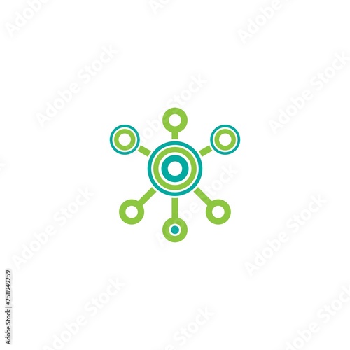Hub network connection line icon isolated on white. Tech or technology logo. Server or central database button.