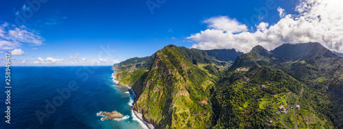 Beautiful mountain landscape of Madeira island  Portugal  on a summer day. Aerial panorama view.