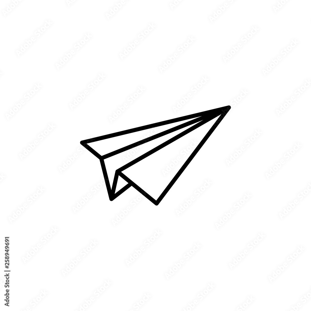 Paper plane line icon. Flat origami airplane isolated on white background. Vector illustration. Paper plane line icon. Flat origami airplane isolated on white background. Vector illustration.