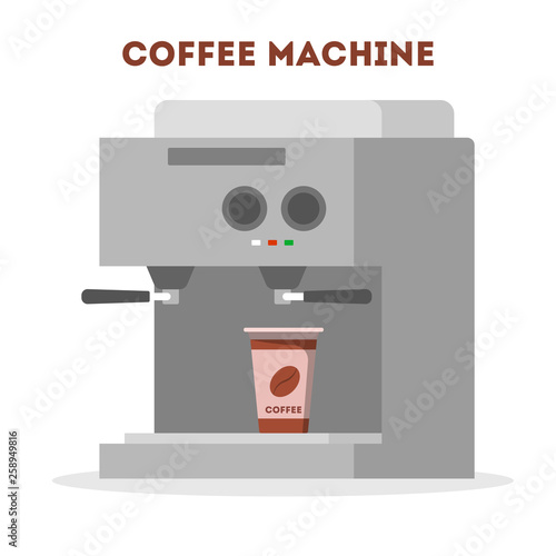 Coffee machine making hot tasty morning drink
