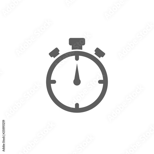 Black stopwatch flat icon isolated on white. Fast time stop watch, limited offer, deadline symbol.