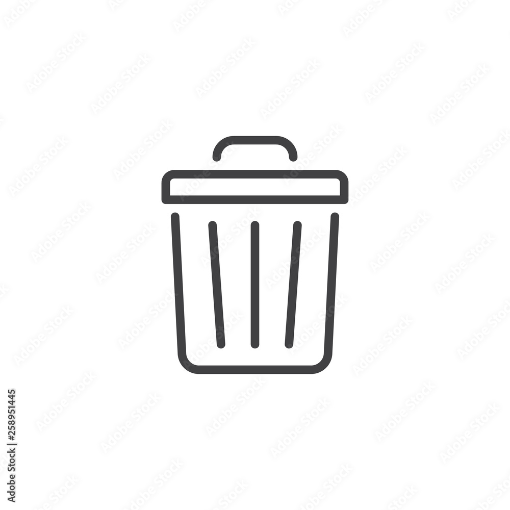 Trash can line icon. linear style sign for mobile concept and web design. Garbage bin outline vector icon. Delete symbol, logo illustration. Pixel perfect vector graphics Trash can line icon. linear style sign for mobile concept and web design. Garbage bin outline vector icon. Delete symbol, logo illustration. Pixel perfect vector graphics