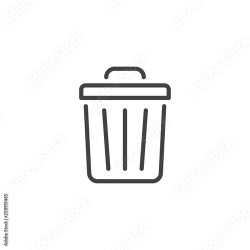 Trash can line icon. linear style sign for mobile concept and web design. Garbage bin outline vector icon. Delete symbol, logo illustration. Pixel perfect vector graphics