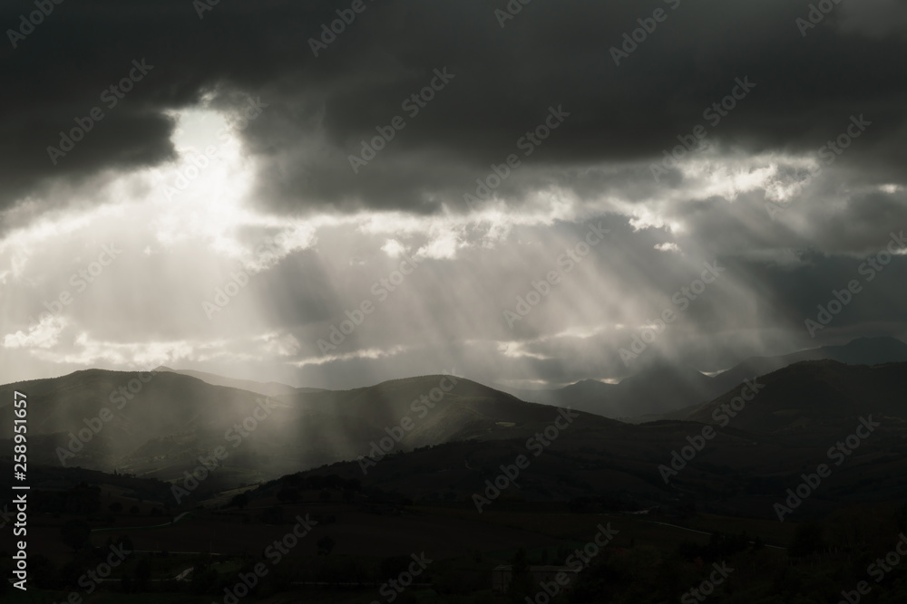 Landscape at sunset, cloudy sky at sunset Landscape at sunset, cloudy sky at sunset