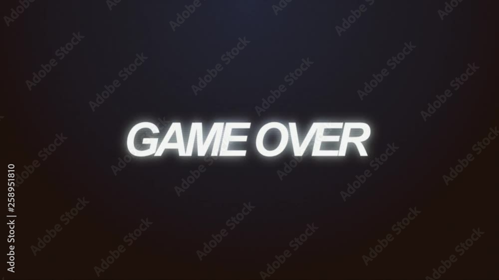 A videogame ending screen, saying Game over. 8-bit retro style. Treated as it's from an old VHS cassette tape. A videogame ending screen, saying Game over. 8-bit retro style. Treated as it's from an old VHS cassette tape.