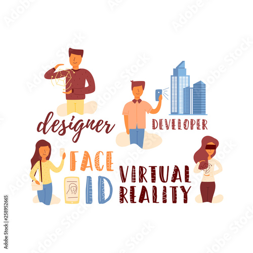 Vector Flat Banner lettering set Designer Face iD