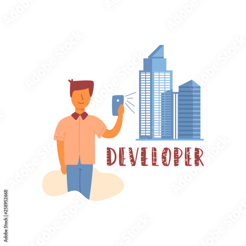 Vector flat banner developer engineer