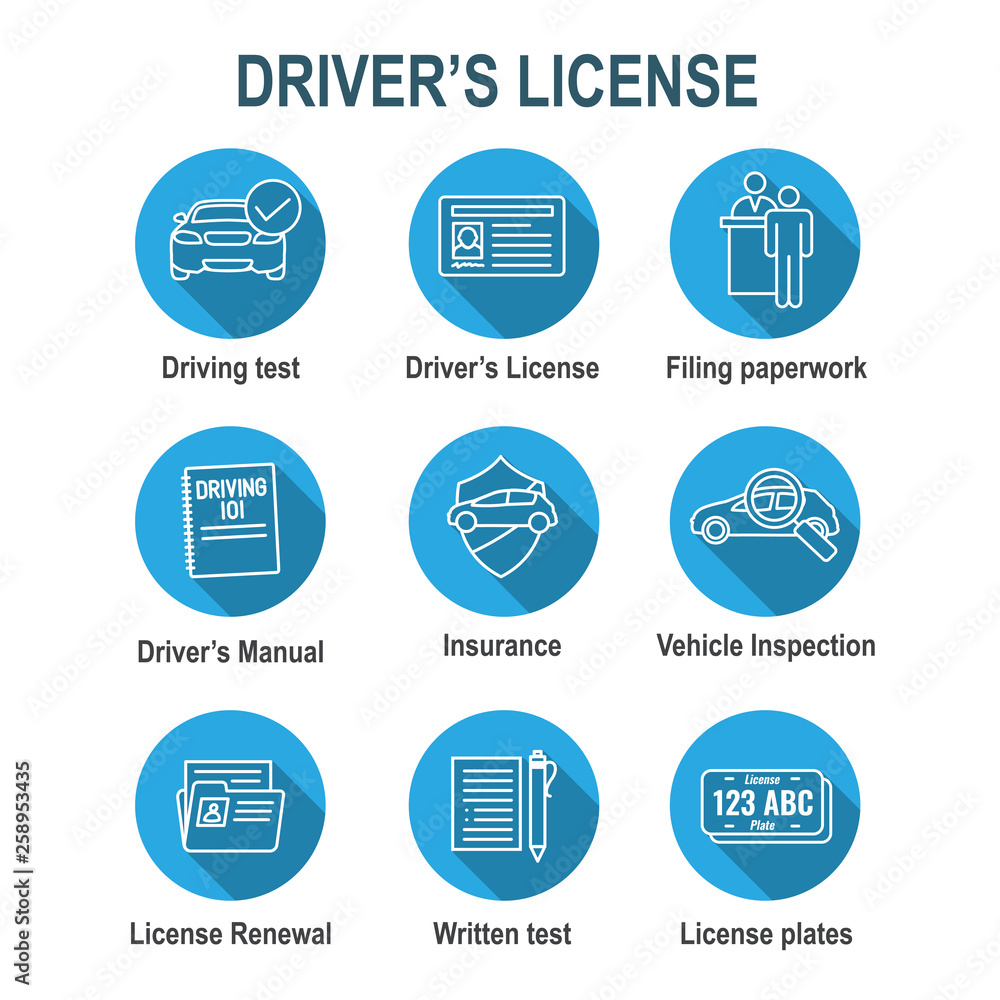 Drivers Test and License Icon Set and - Web Header Banner