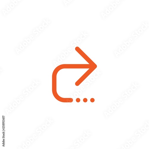 Share, send link button. red thin right arrow and three dots. Simple icon isolated on white.