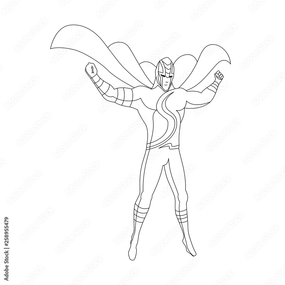 Fototapeta premium Superhero for coloring book isolated. Comic book vector illustration.