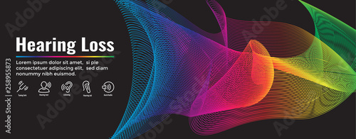 Hearing Aid or loss Web Header Banner w Sound Wave Images Set
