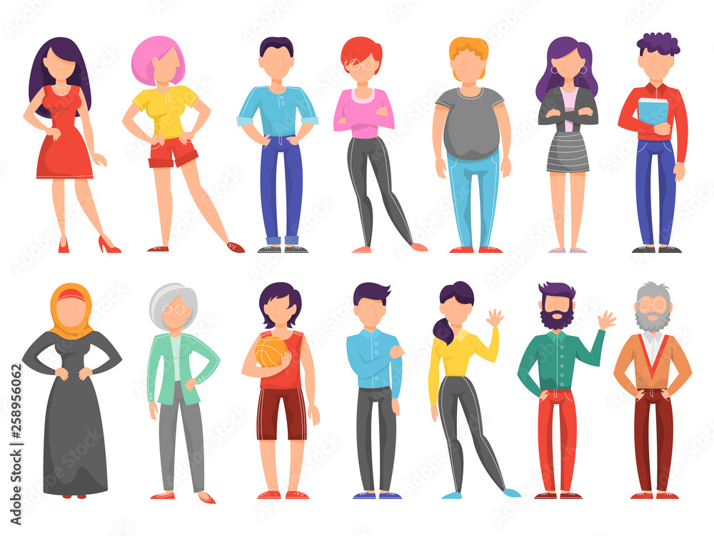 People set. Collection of different person with various appearance People set. Collection of different person with various appearance