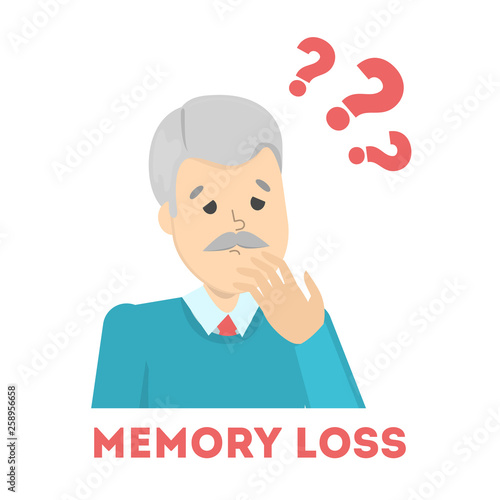 Old man suffering from the memory loss. Confused