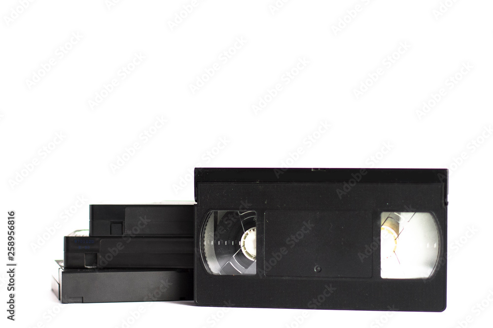 Obraz premium Four video tapes on a white background