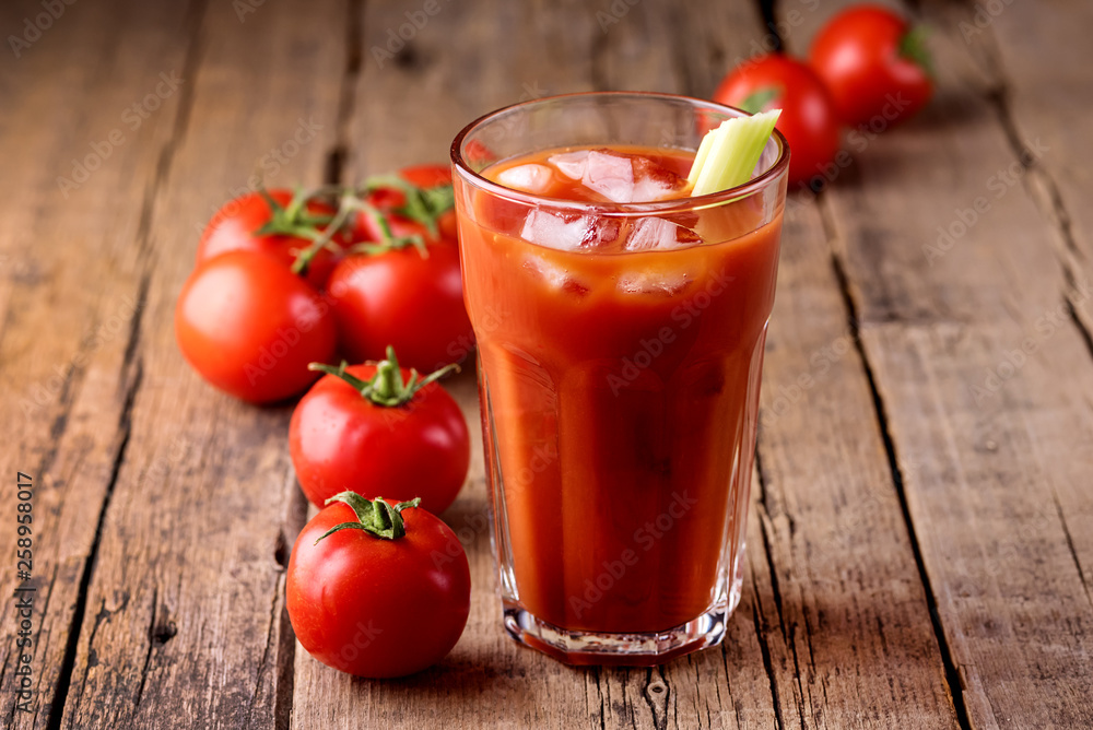 Fresh Tasty Tomato Celery Juice in Glass Fresh Tomatoes and Green Celery on Old Wooden Background Healthy Detox Drink Horizontal Fresh Tasty Tomato Celery Juice in Glass Fresh Tomatoes and Green Celery on Old Wooden Background Healthy Detox Drink Horizontal