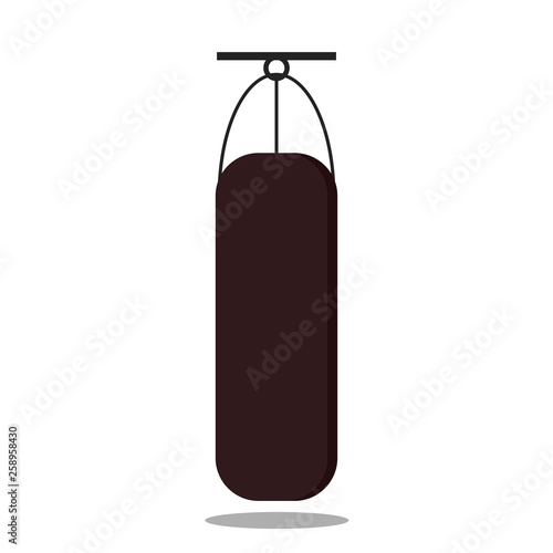 Boxing punching bag isolated on white background. Sport concept. Vector flat illustration