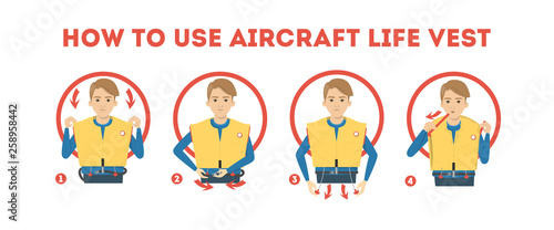 How to use airplane life jacket instruction. Demonstration