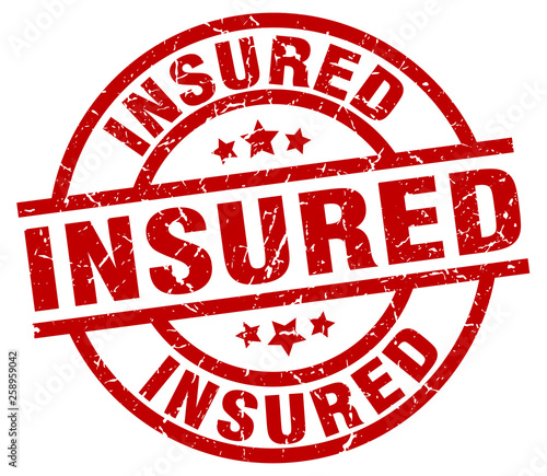 insured round red grunge stamp