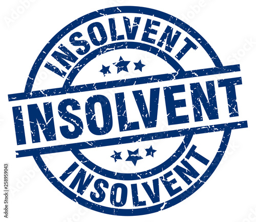 insolvent blue round grunge stamp