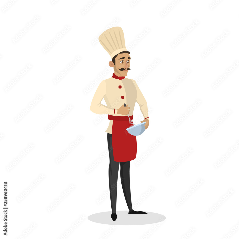 Restaurant chef cooking. Man in apron making tasty dish Restaurant chef cooking. Man in apron making tasty dish