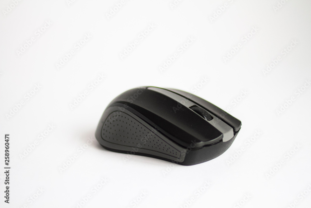 Black computer mouse on a white background Black computer mouse on a white background