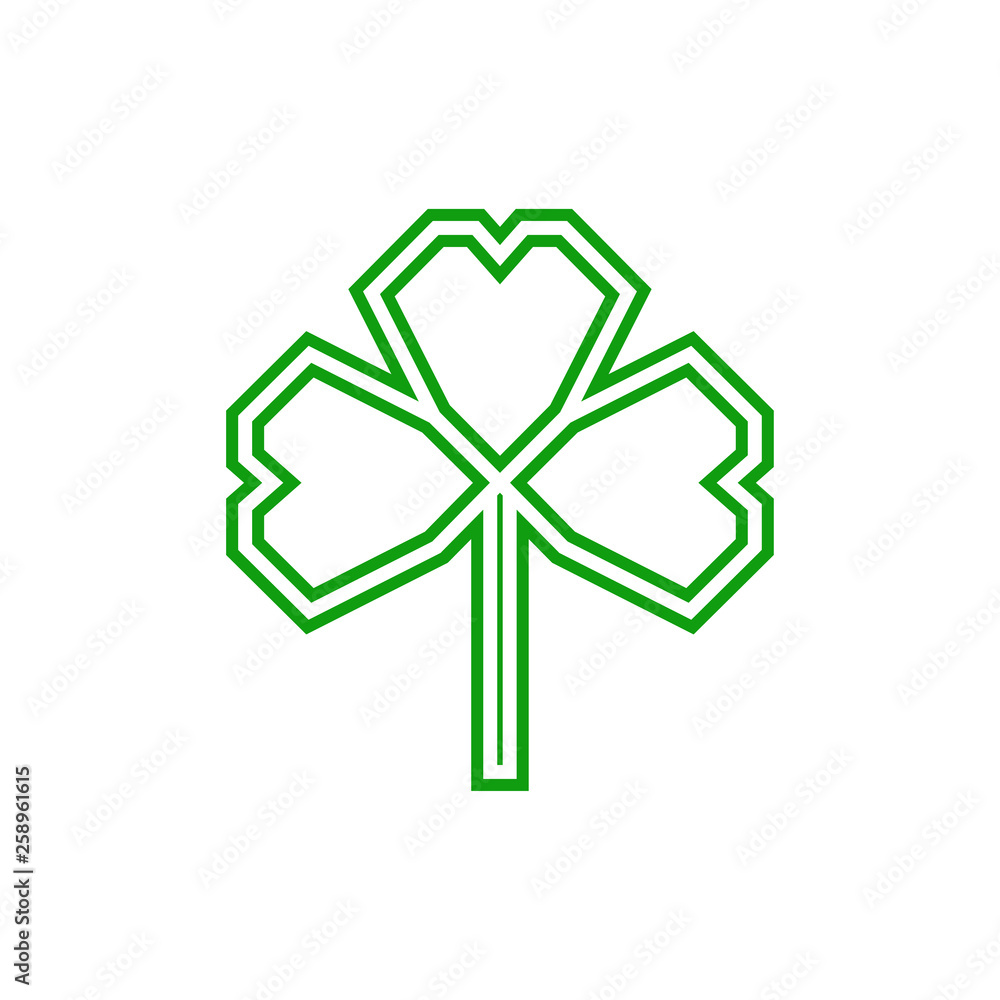Shamrock green three leaf icon, flat logo Shamrock green three leaf icon, flat logo