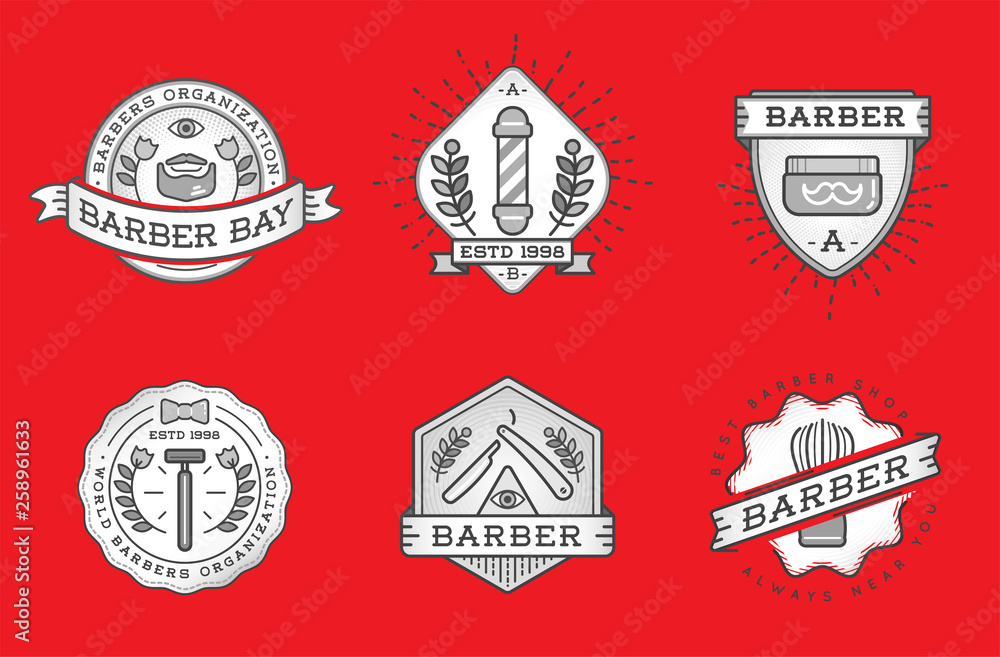 Barber Shop Logo Design. Vintage Label Badge Emblem. Vector Illustration.