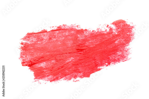 red lipstick on white background