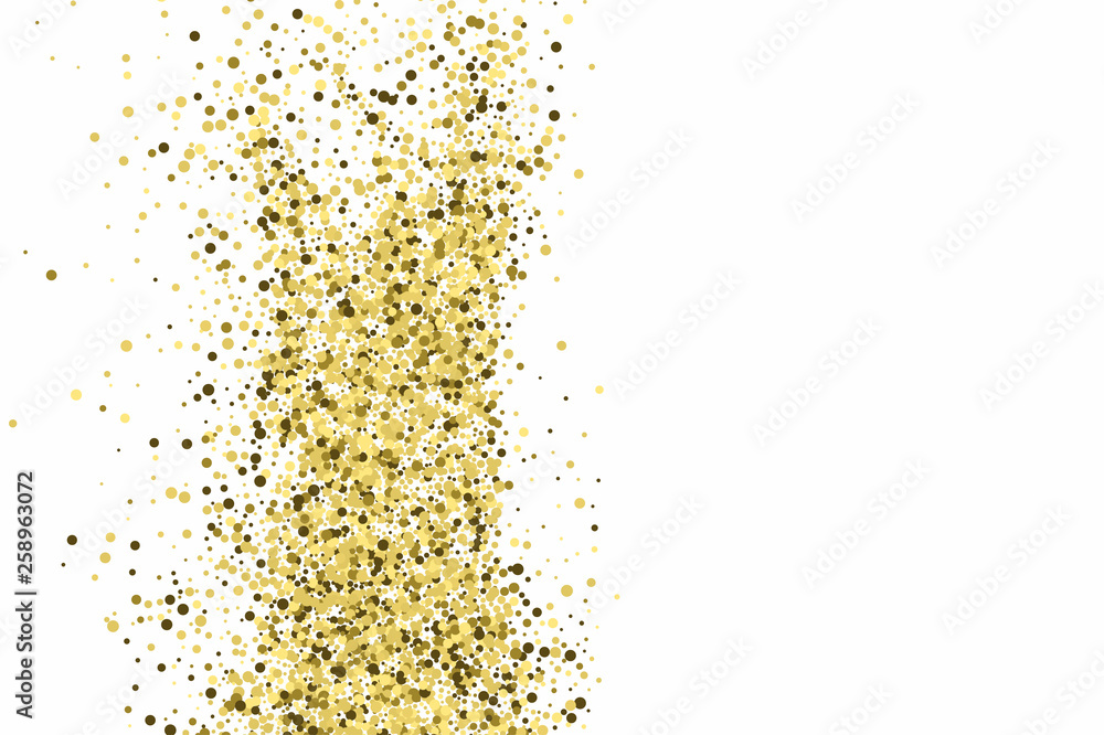 Gold Glitter Texture Isolated On White. Amber Particles Color. Celebration Background. Golden Explosion Of Confetti. Vector Illustration.